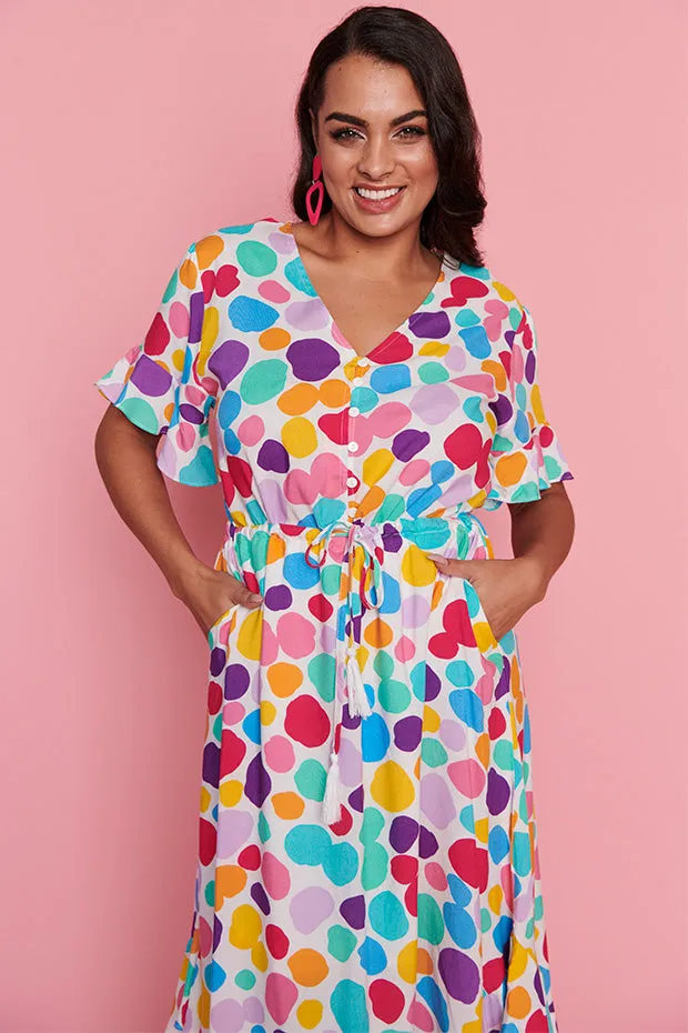 Dionne White Rainbow Pebble Dress