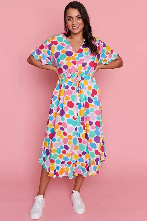 Dionne White Rainbow Pebble Dress