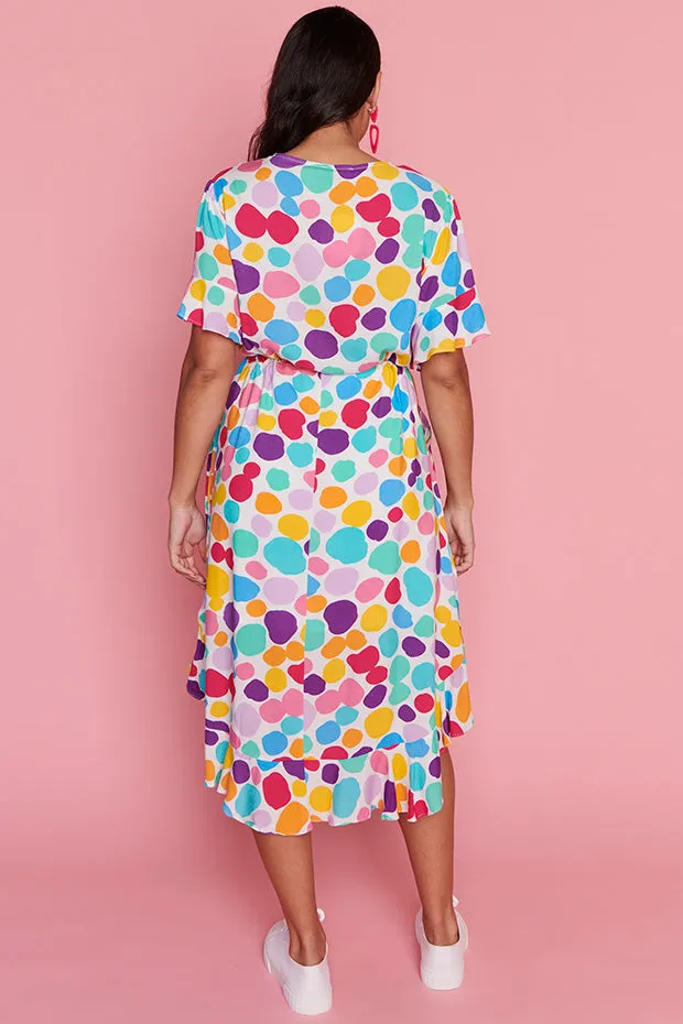 Dionne White Rainbow Pebble Dress