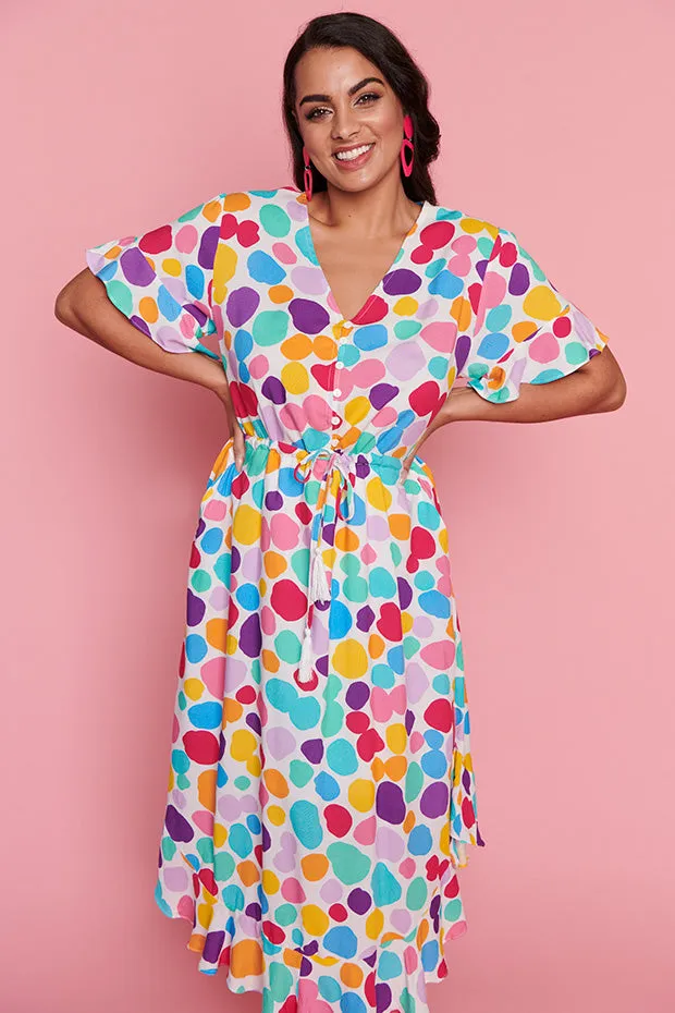 Dionne White Rainbow Pebble Dress