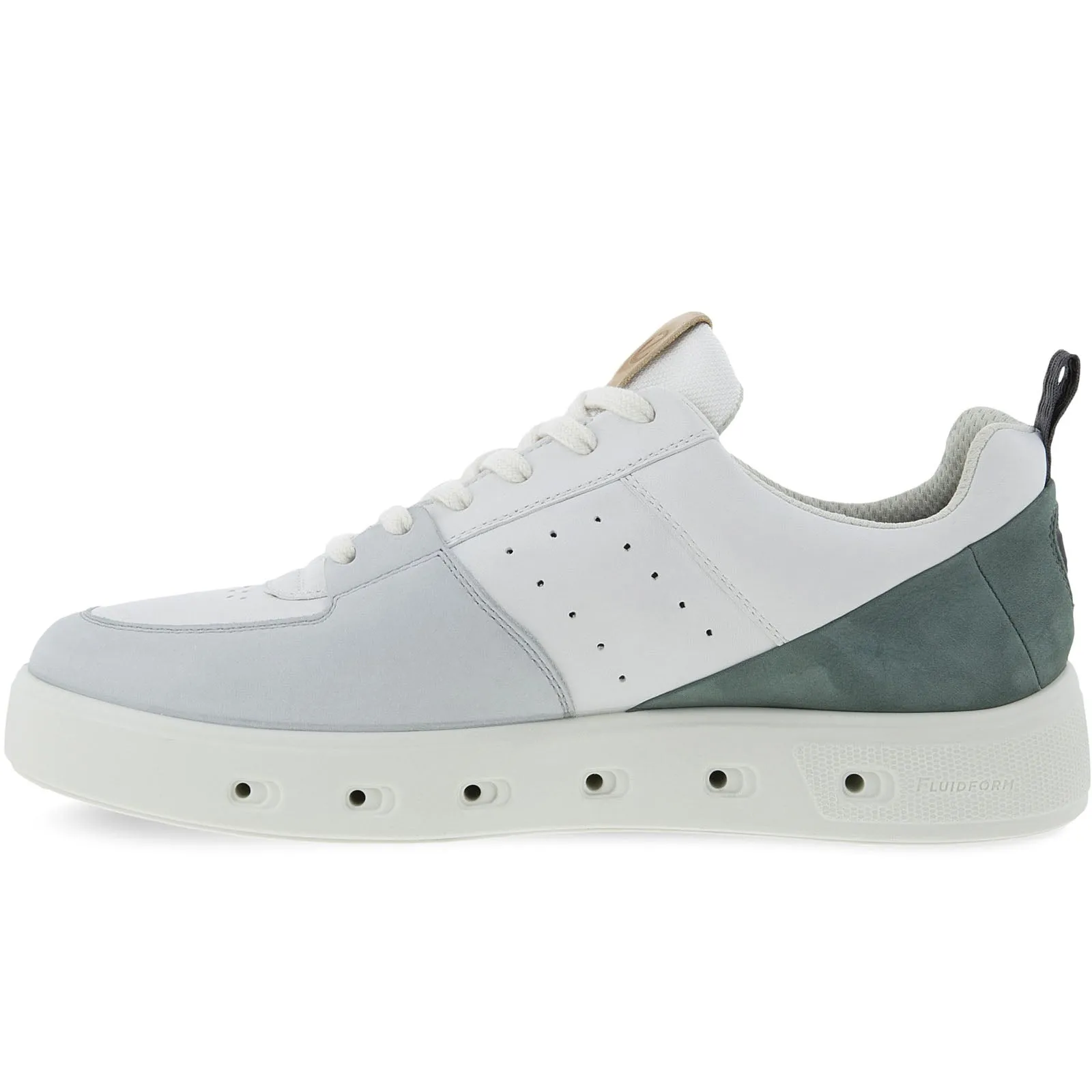 ECCO Mens Street 720 Leather GORE-TEX Trainers - Concrete/Green