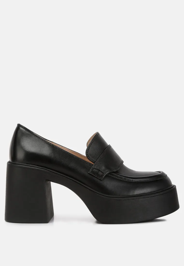 Elspeth Heeled Platform Leather Loafers