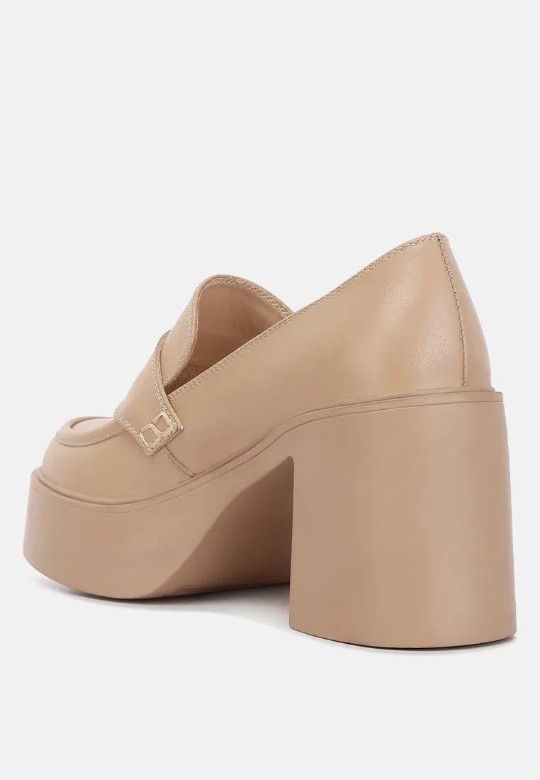 Elspeth Heeled Platform Leather Loafers