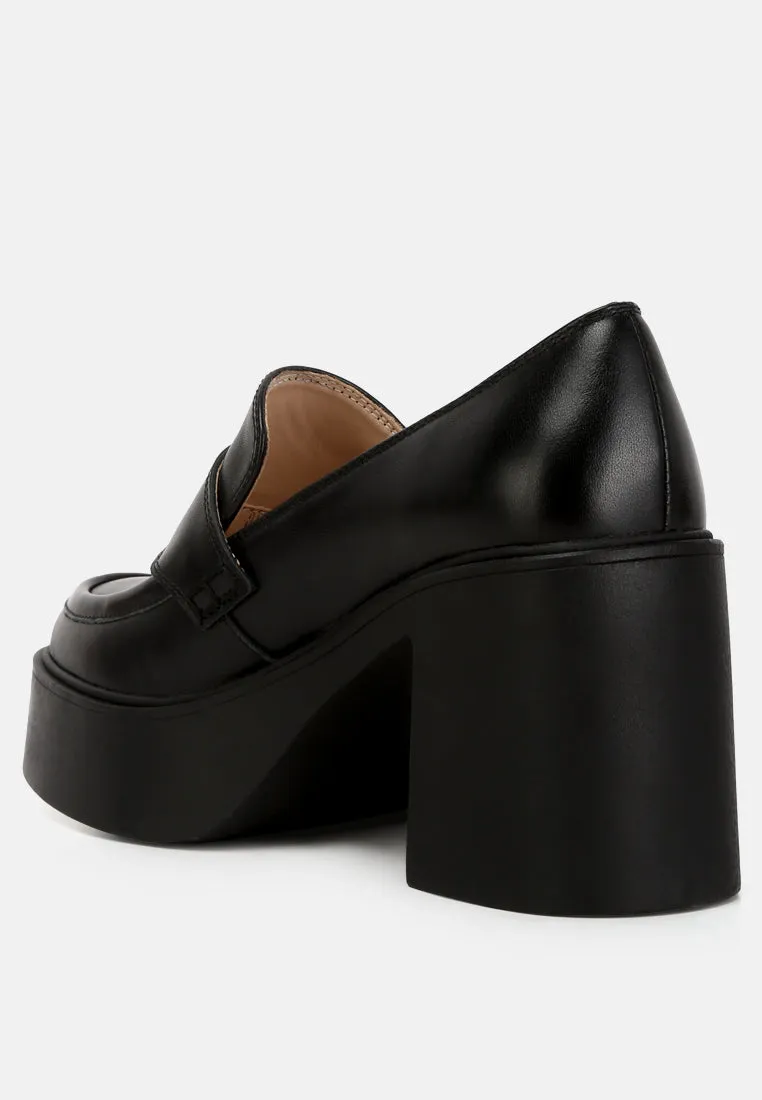 Elspeth Heeled Platform Leather Loafers