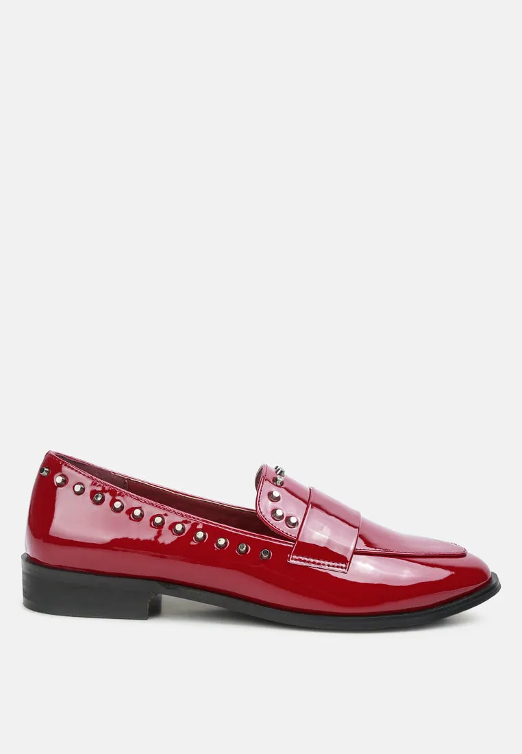 EMILIA Burgundy Patent Stud Penny Loafers