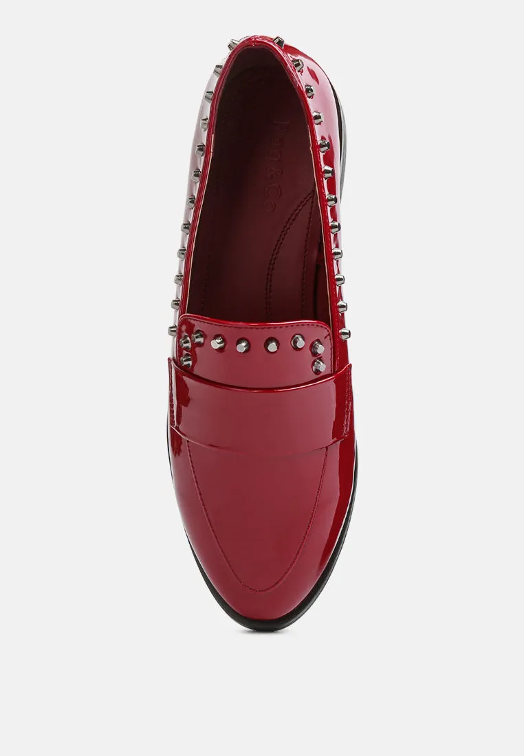 EMILIA Burgundy Patent Stud Penny Loafers