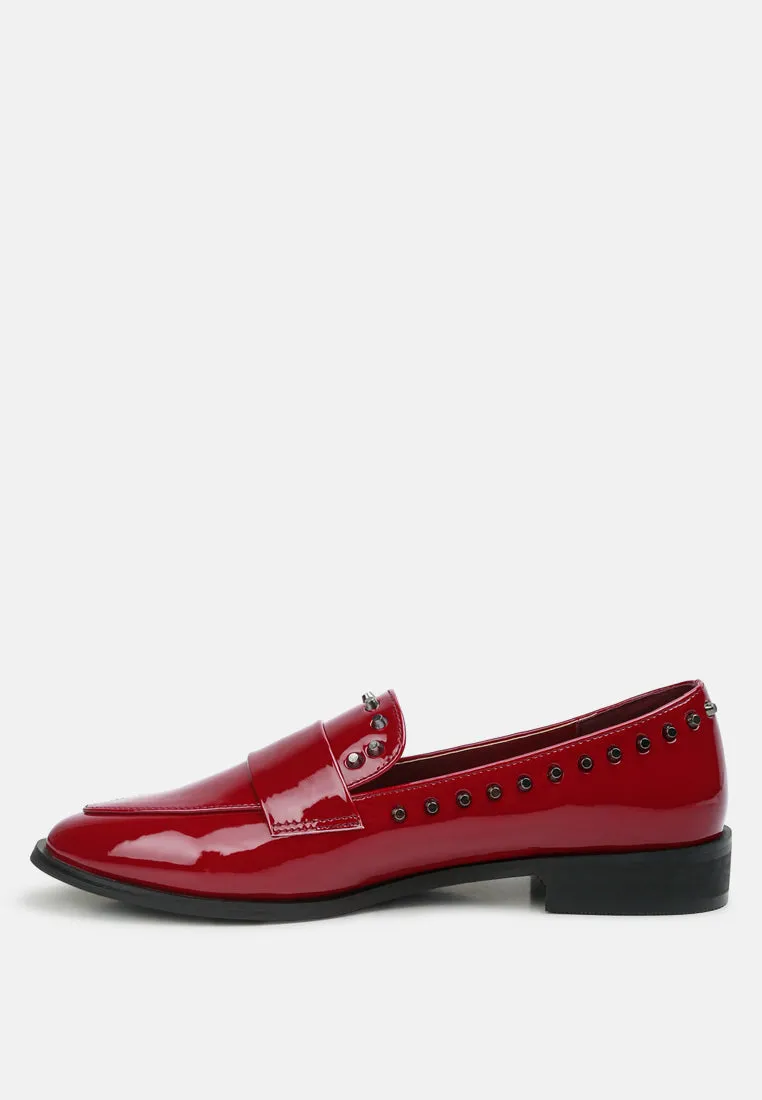 EMILIA Burgundy Patent Stud Penny Loafers