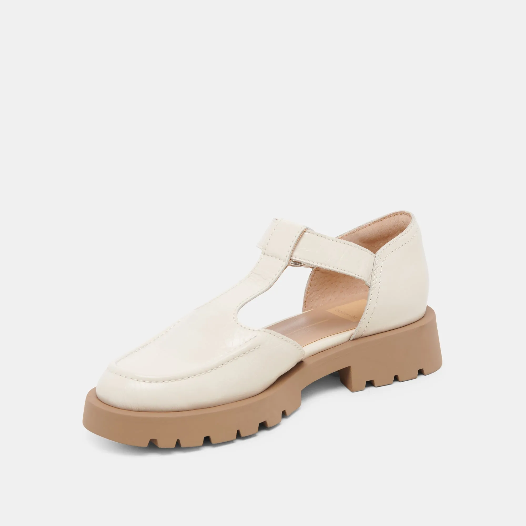 EMILIO FLATS CREAM CRINKLE PATENT LEATHER