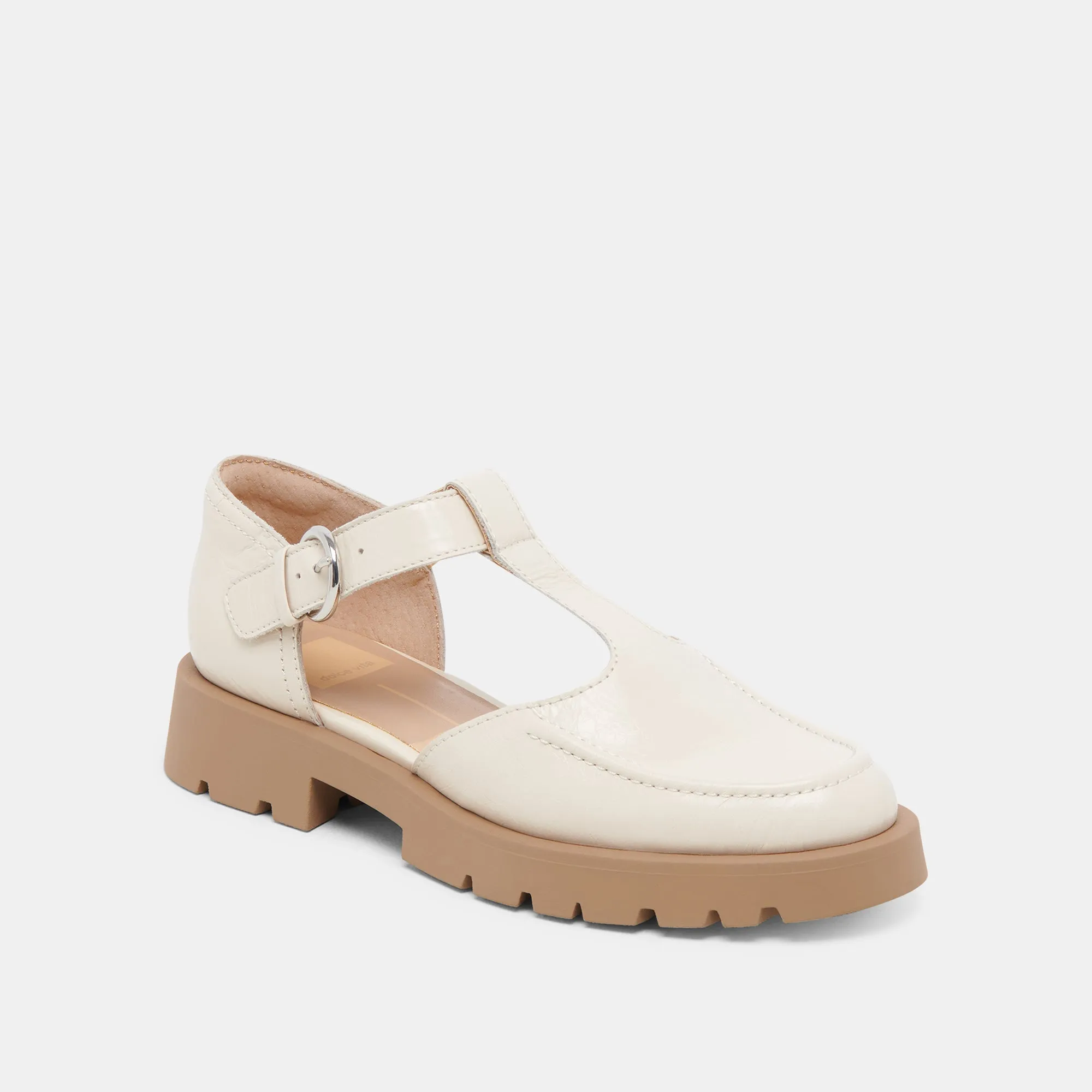 EMILIO FLATS CREAM CRINKLE PATENT LEATHER