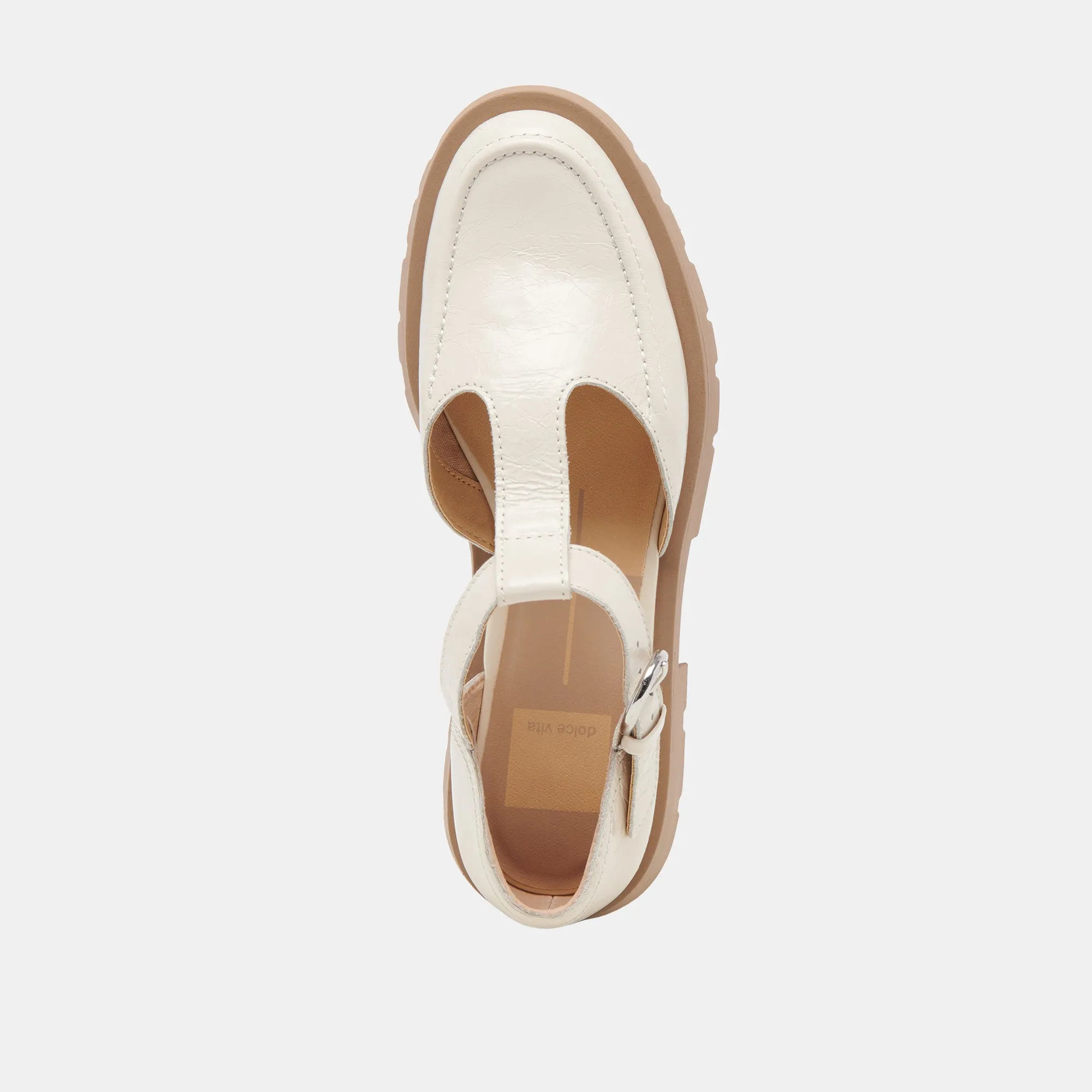 EMILIO FLATS CREAM CRINKLE PATENT LEATHER