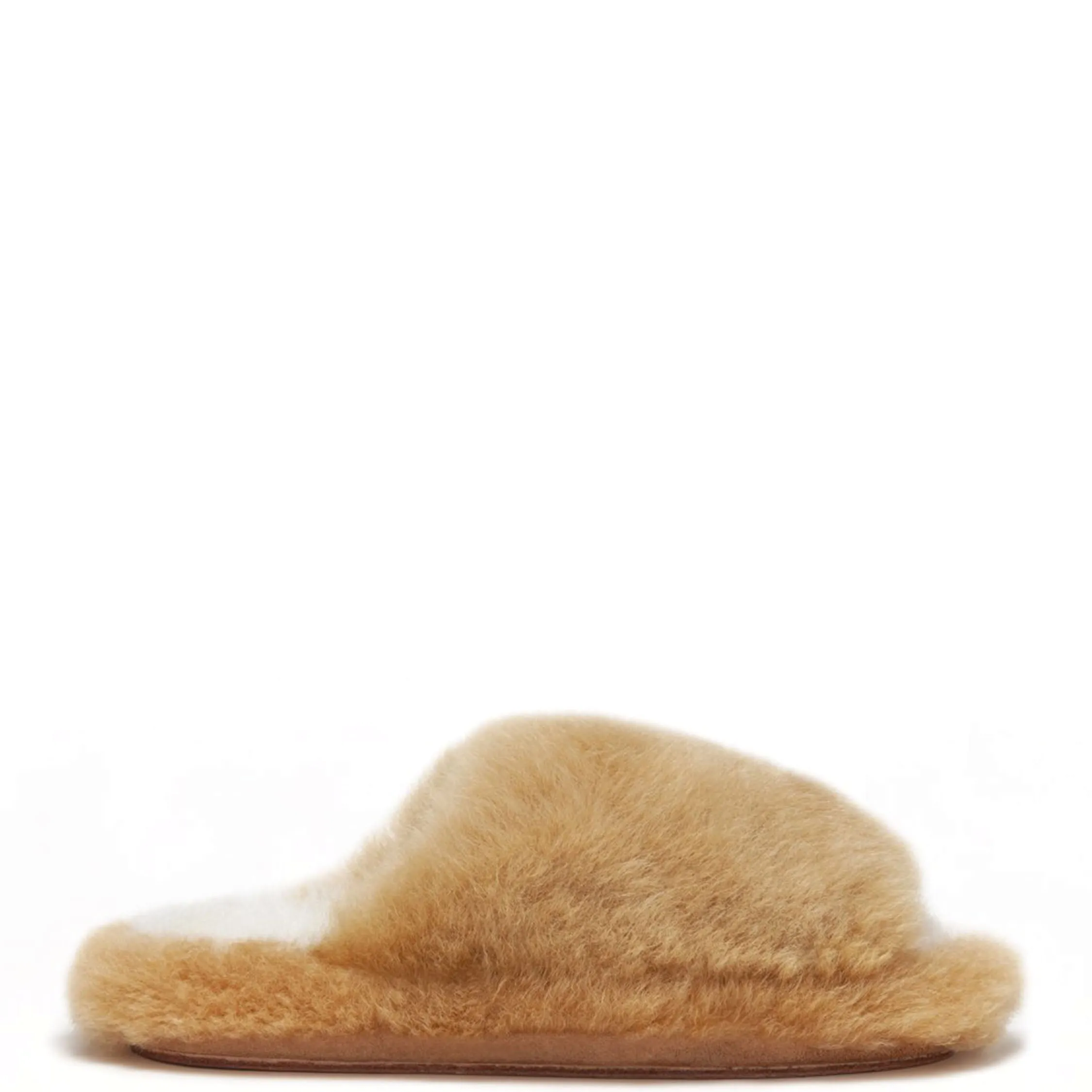 ETHICALLY AND CRUELTY FREE ALPACA FUR SLIPPERS IN GINGER HONEY