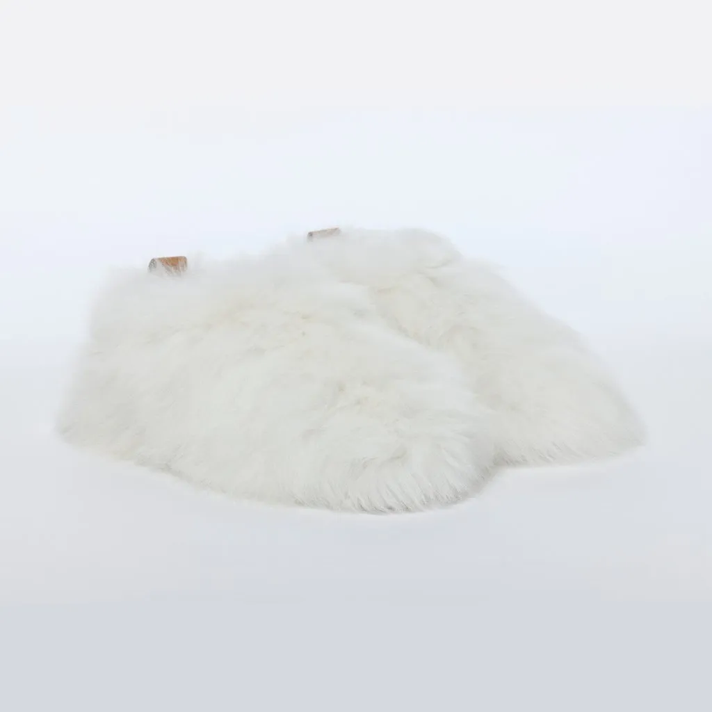 ETHICALLY AND CRUELTY FREE ALPACA SLIPPERS "PEARL WHITE SWIRL"