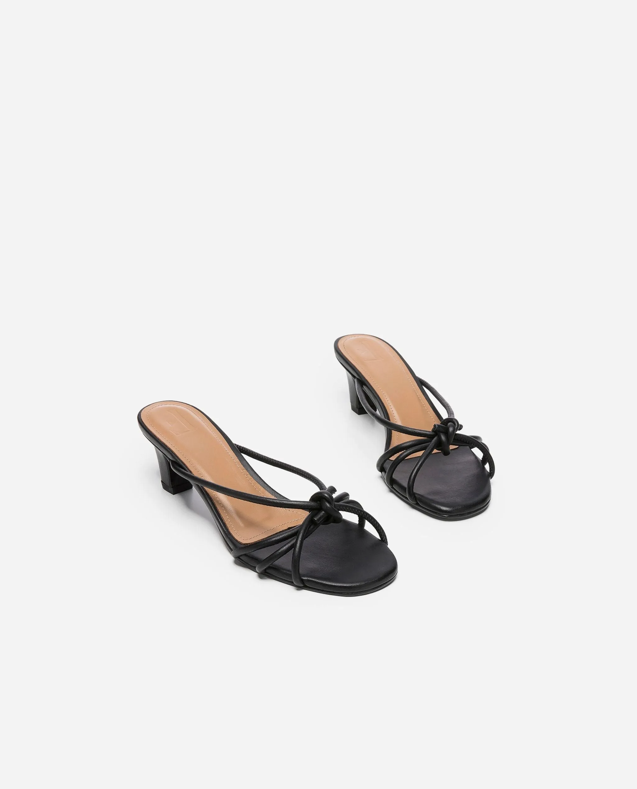 Eunice Leather Black Heeled Sandals