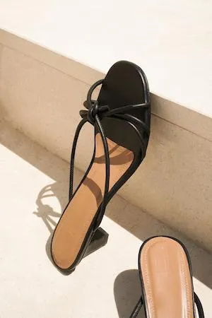 Eunice Leather Black Heeled Sandals