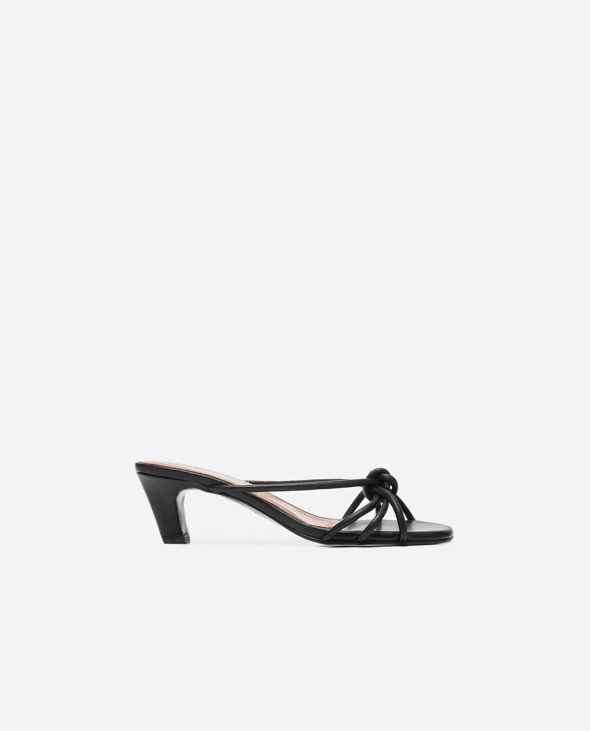 Eunice Leather Black Heeled Sandals