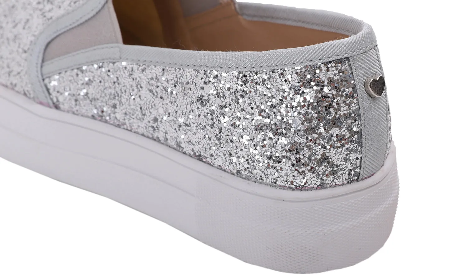 Feversole Women's Glitter Silver Platform Slip On Sneaker Casual Flat Loafers