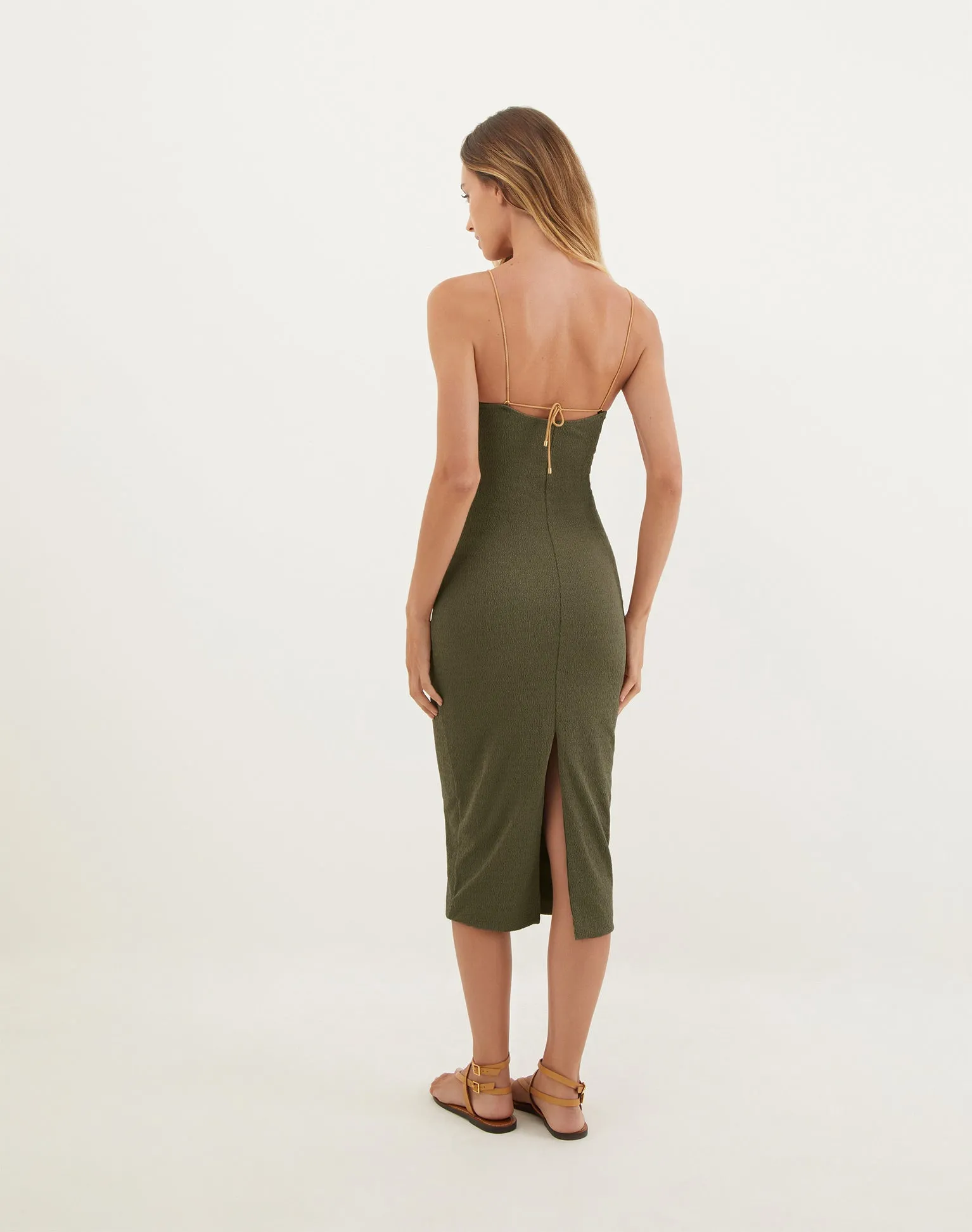 Firenze Adalia Detail Midi Dress - Evergreen