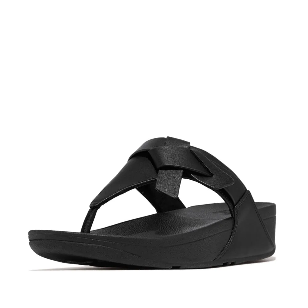 Fitflop Lulu Folded Knot Leather Toe-Post Sandals Black