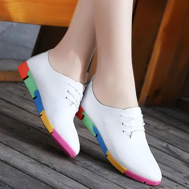 Flat shoes | Colored sole | Ladies loafers Leathers Shoes | Durable Gifts for women | Ladies Sneakers