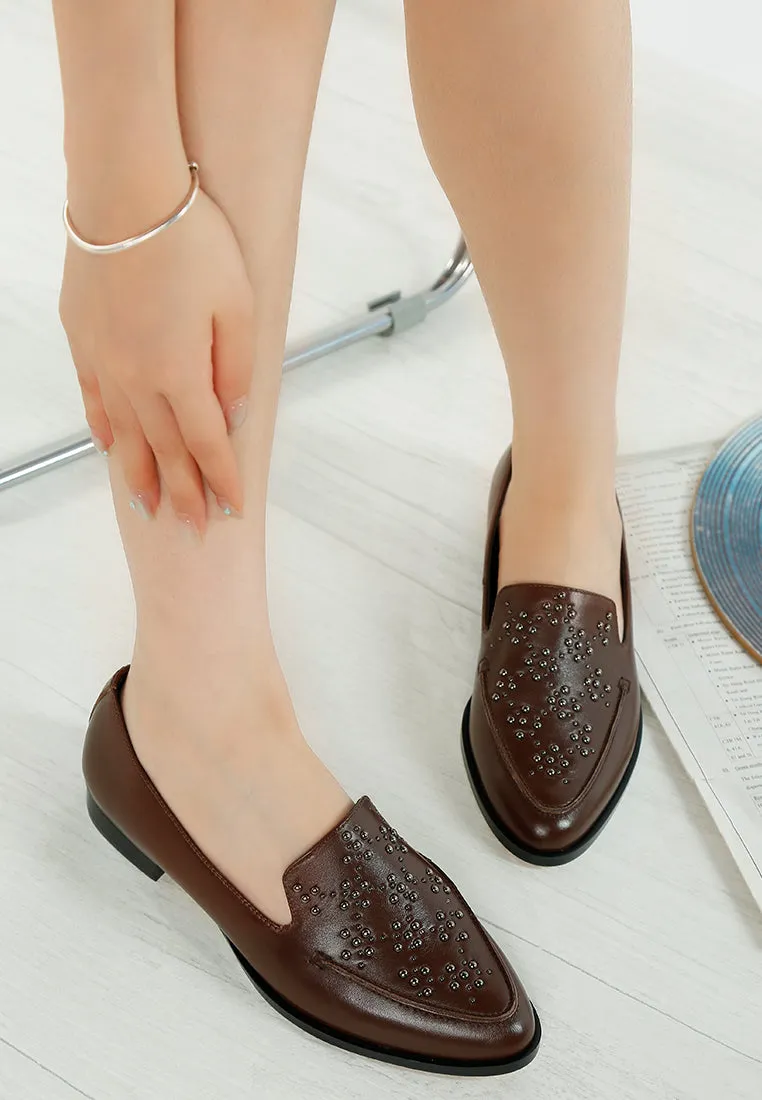 Gabassi Studded Genuine Leather Loafers