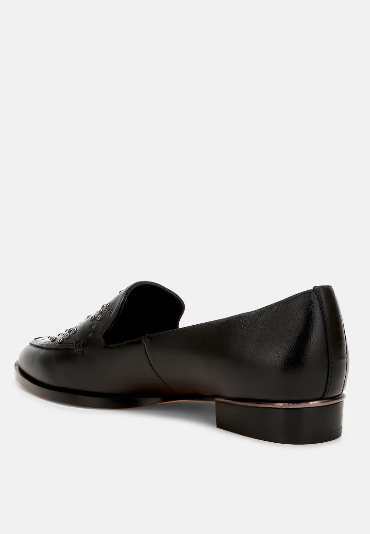 Gabassi Studded Genuine Leather Loafers