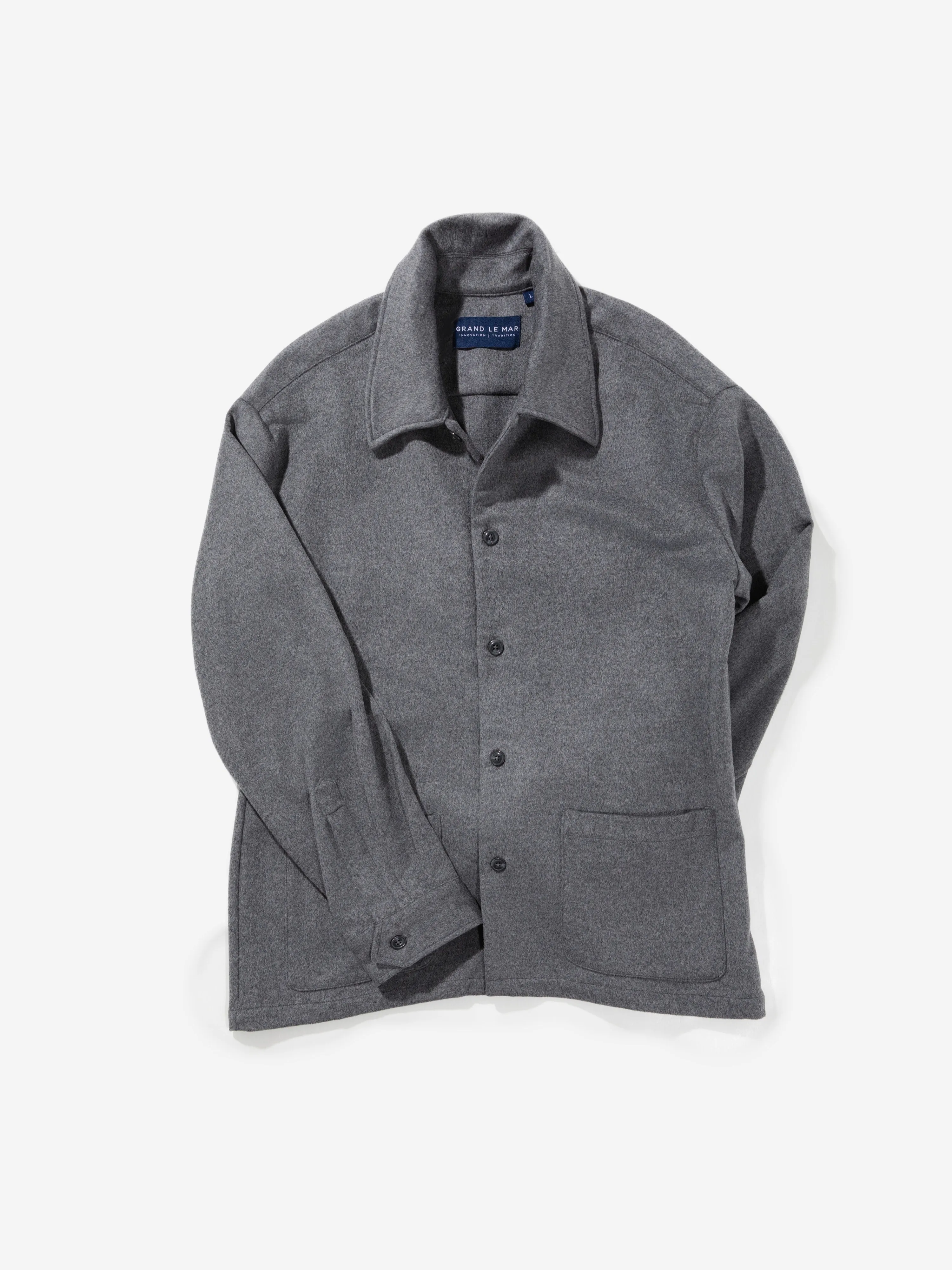 Grey Cashmere Wool Shirt Jacket