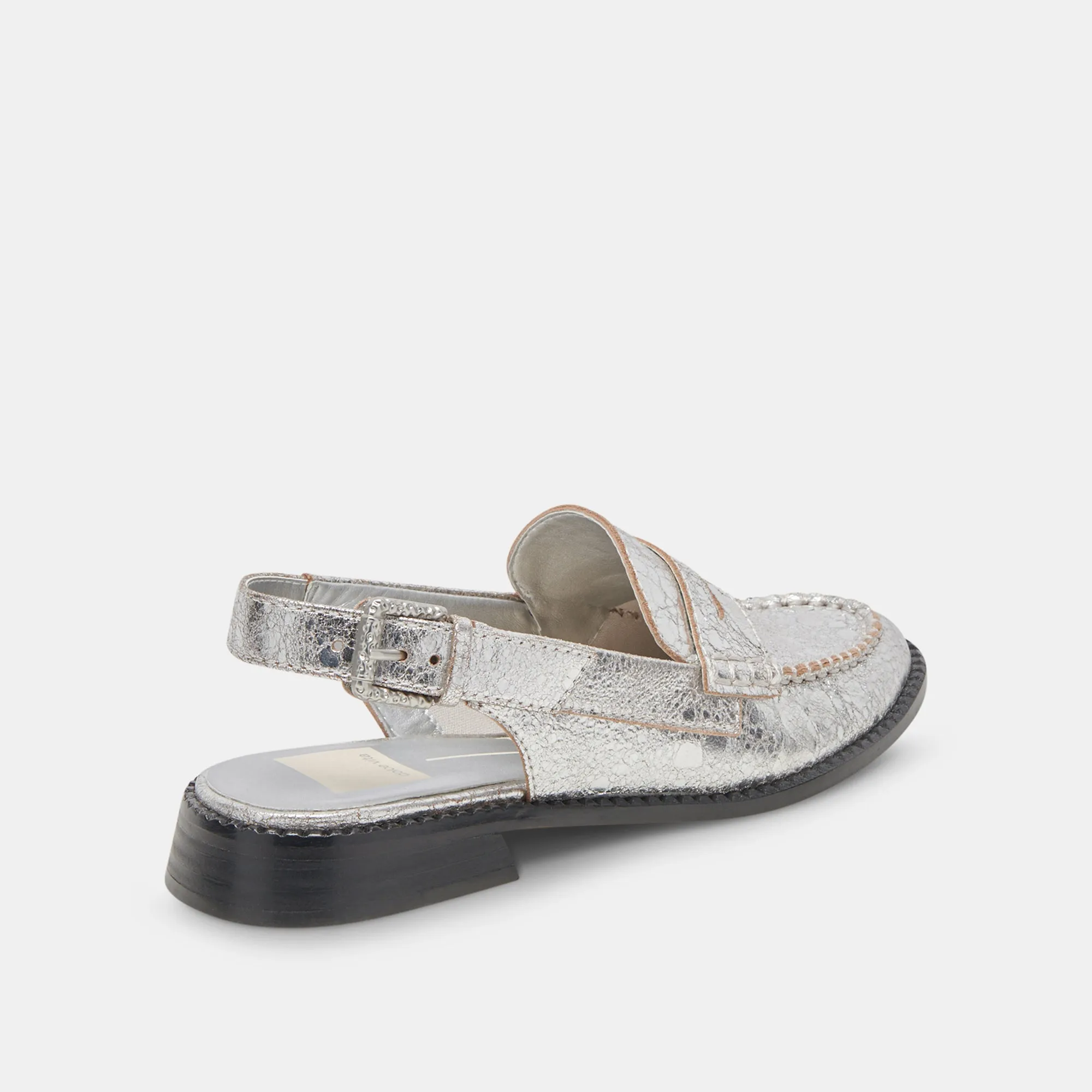 HARDI WIDE LOAFERS SILVER CRACKLED LEATHER