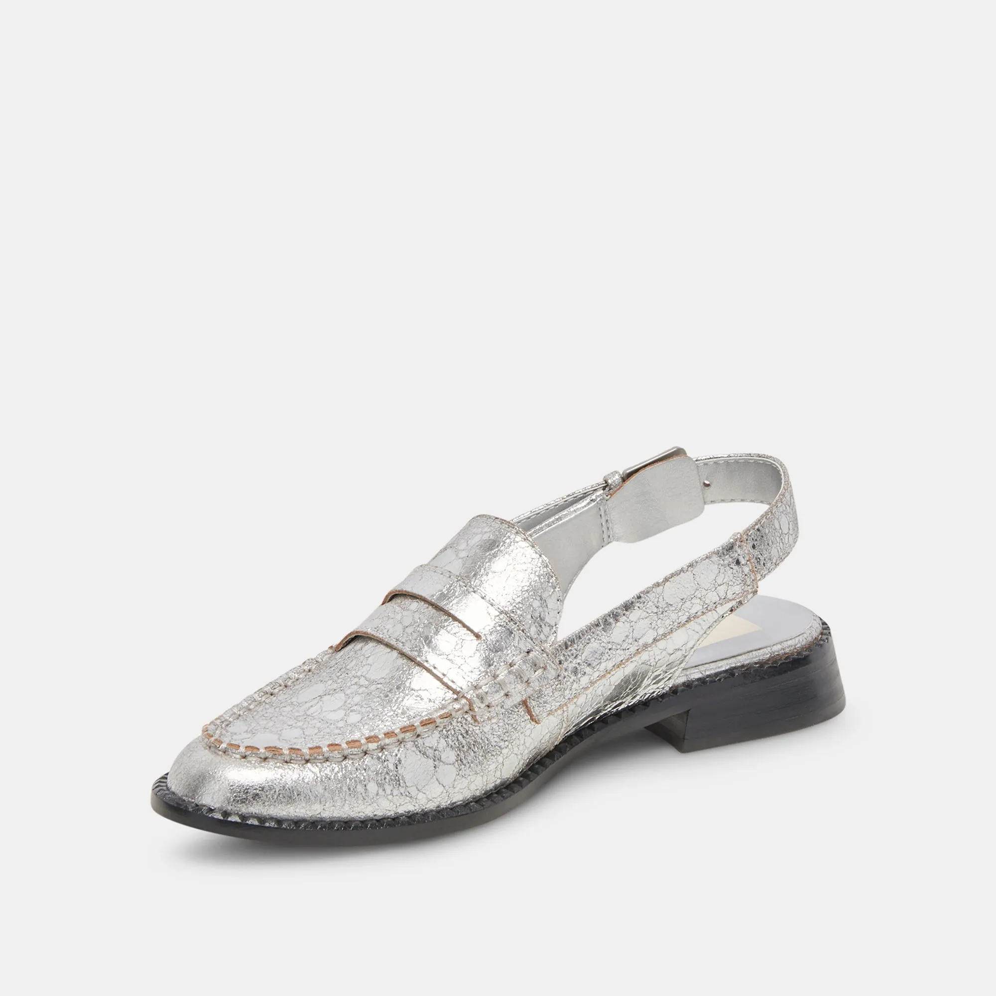 HARDI WIDE LOAFERS SILVER CRACKLED LEATHER