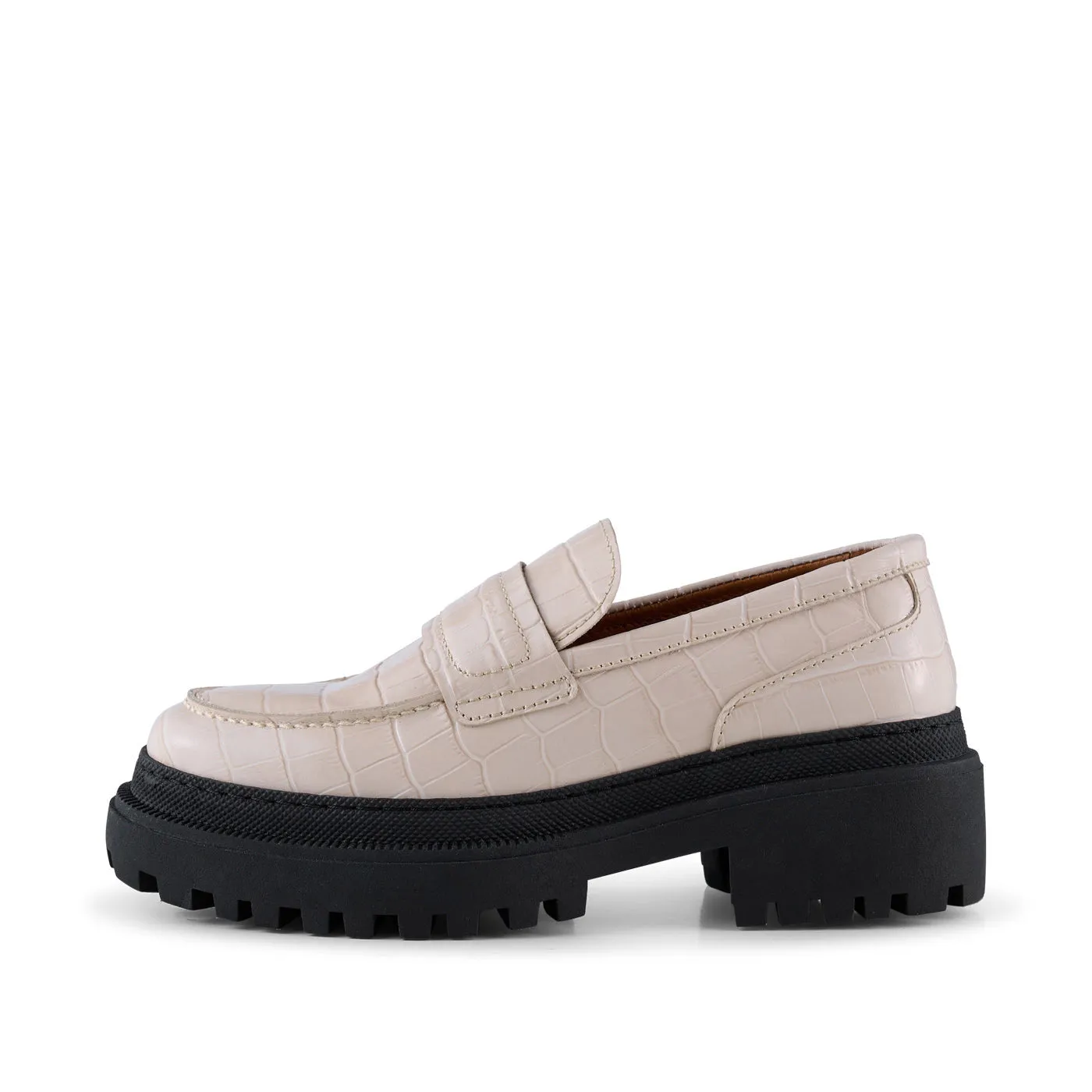 Iona loafer læder  - WHITE CROCO