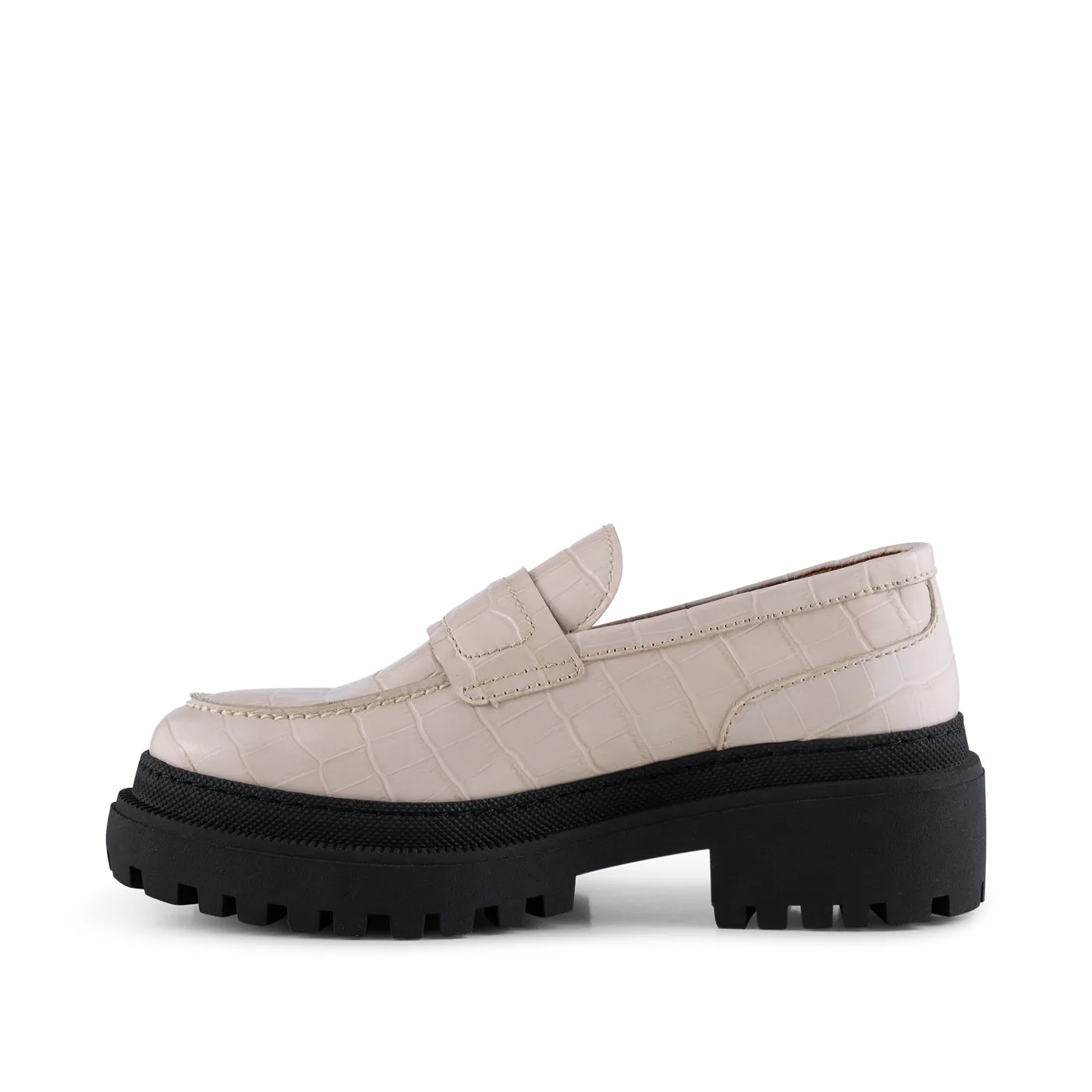 Iona loafer læder  - WHITE CROCO