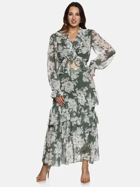 IS.U Floral Green Skirt and Top Co-ord set