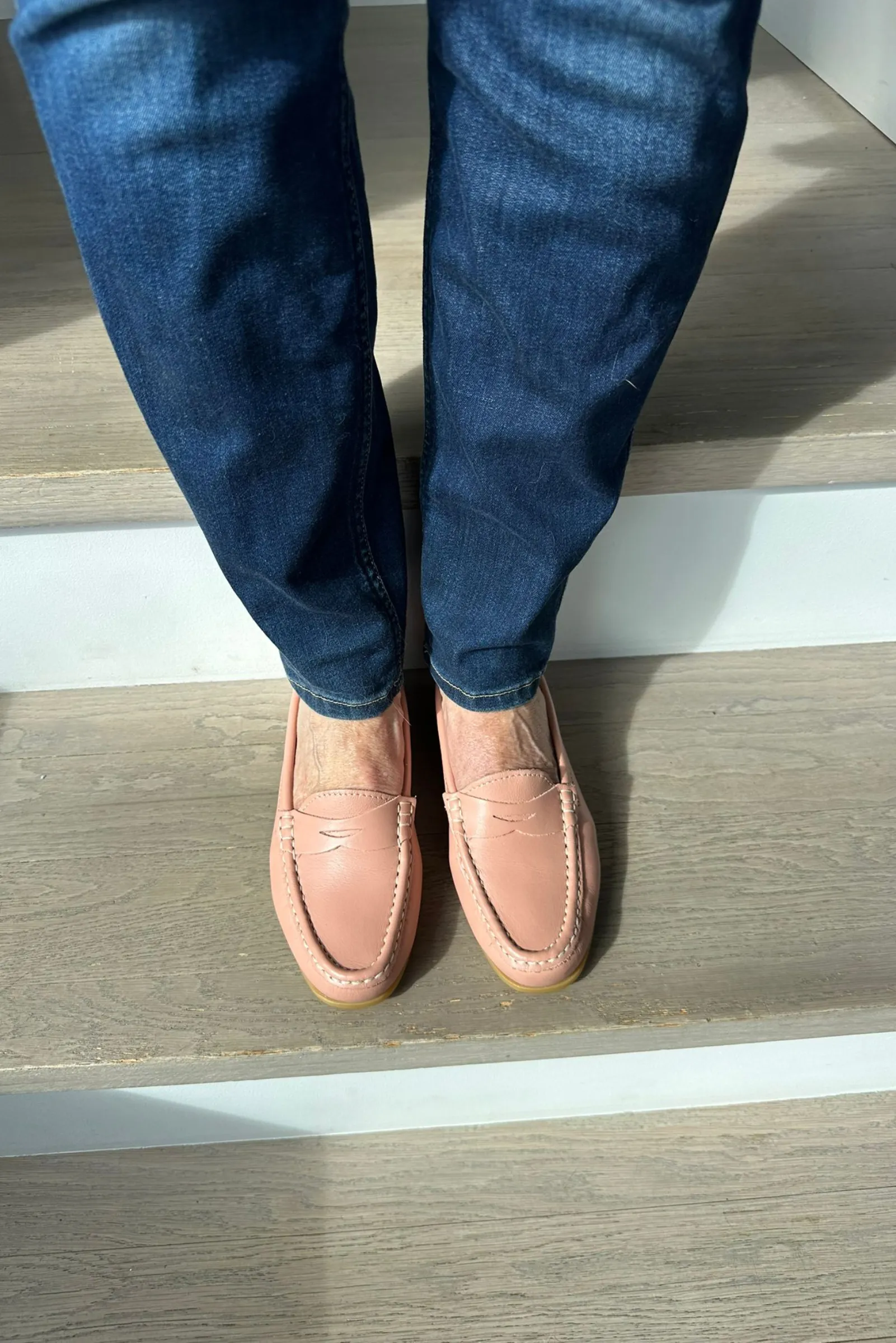 Italian Leather Loafers - Soft Coral Pink