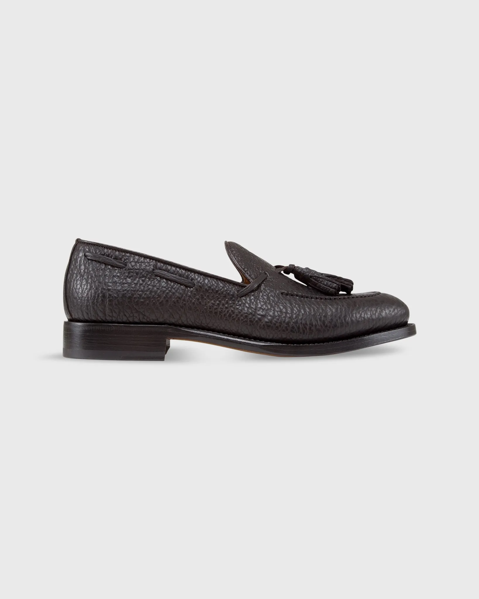 Italian Tassel Loafer in Dark Brown Sharkskin