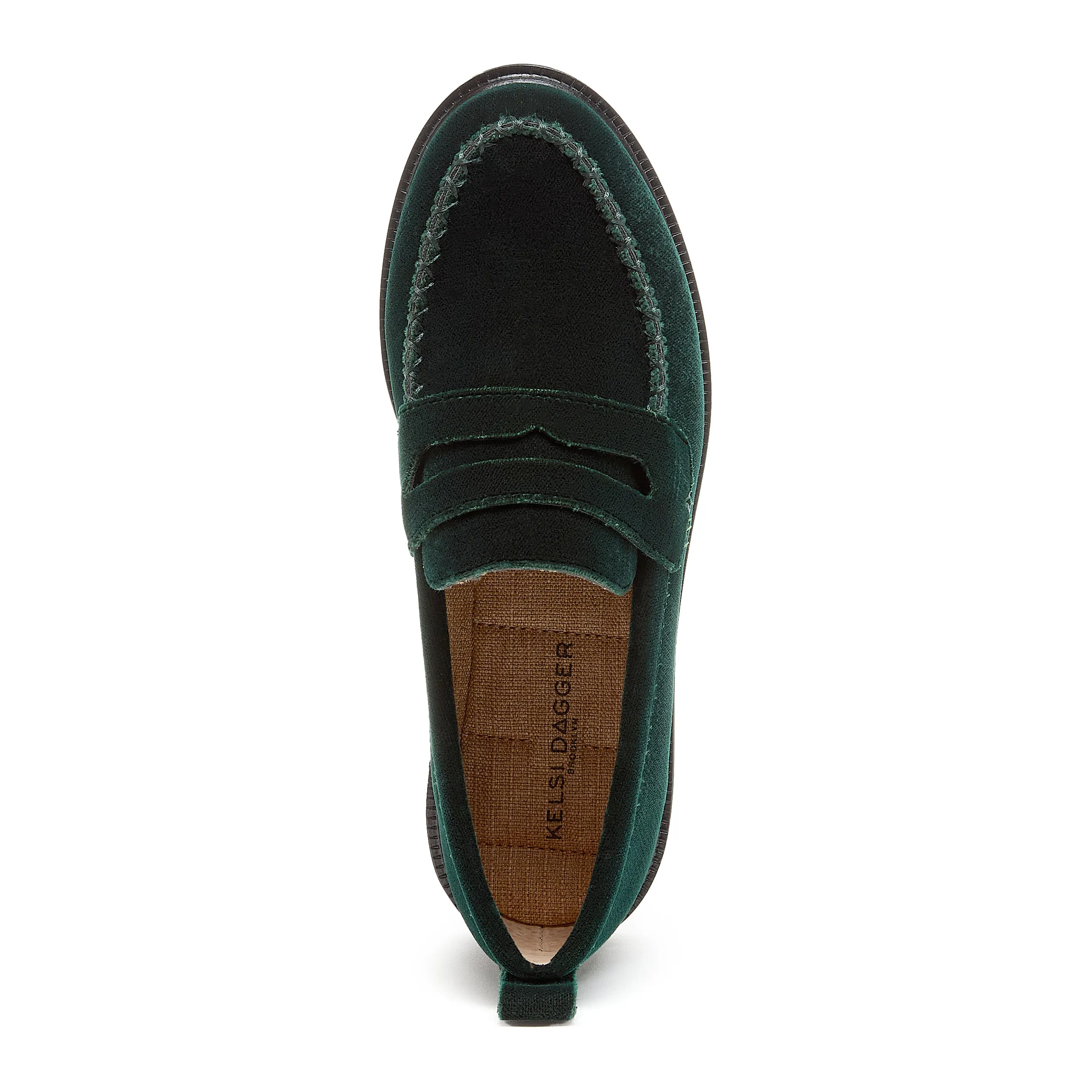 Lens Dark Green Velvet Loafers