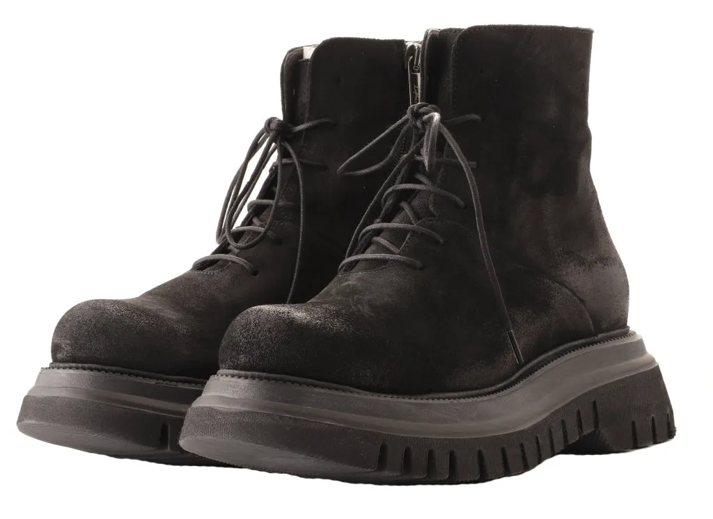 Lofina Suede Black Lace Up Boot