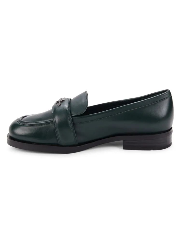 Madlen Karl Lagerfeld Paris Leather Loafers, Forest Green