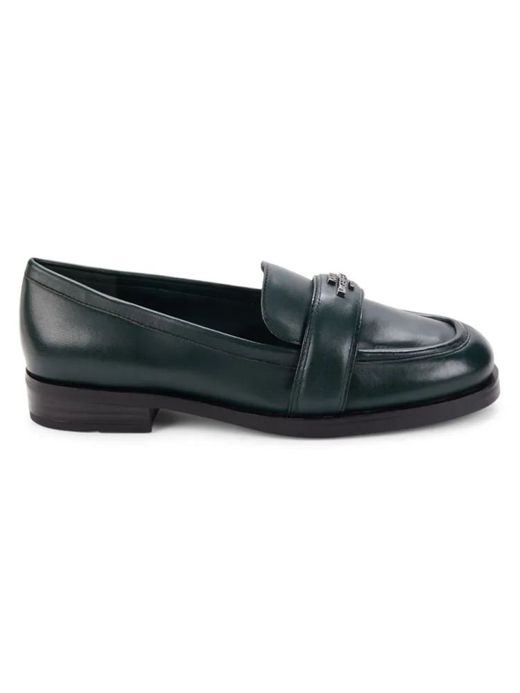 Madlen Karl Lagerfeld Paris Leather Loafers, Forest Green