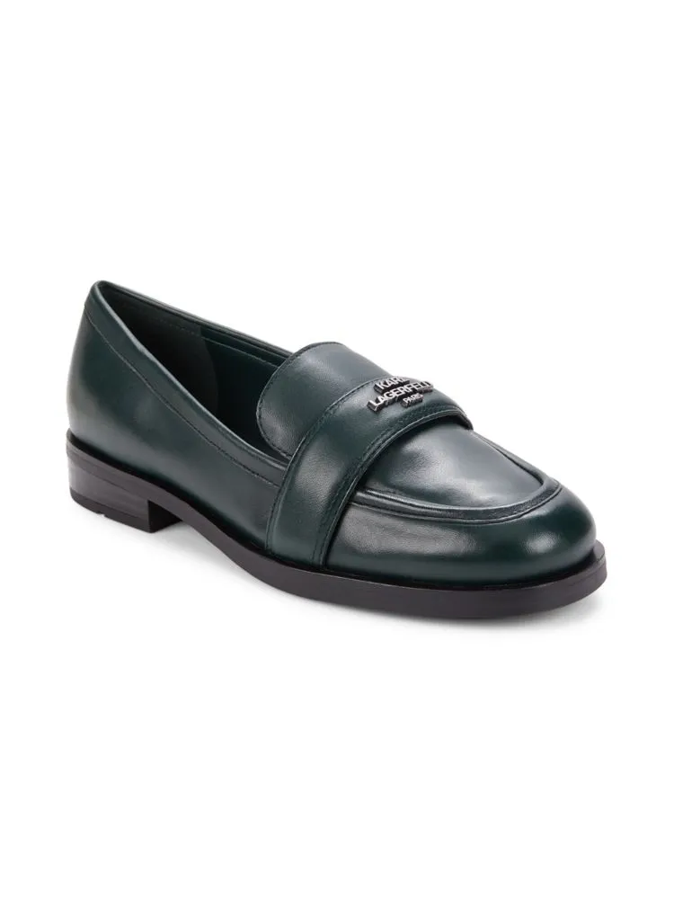 Madlen Karl Lagerfeld Paris Leather Loafers, Forest Green