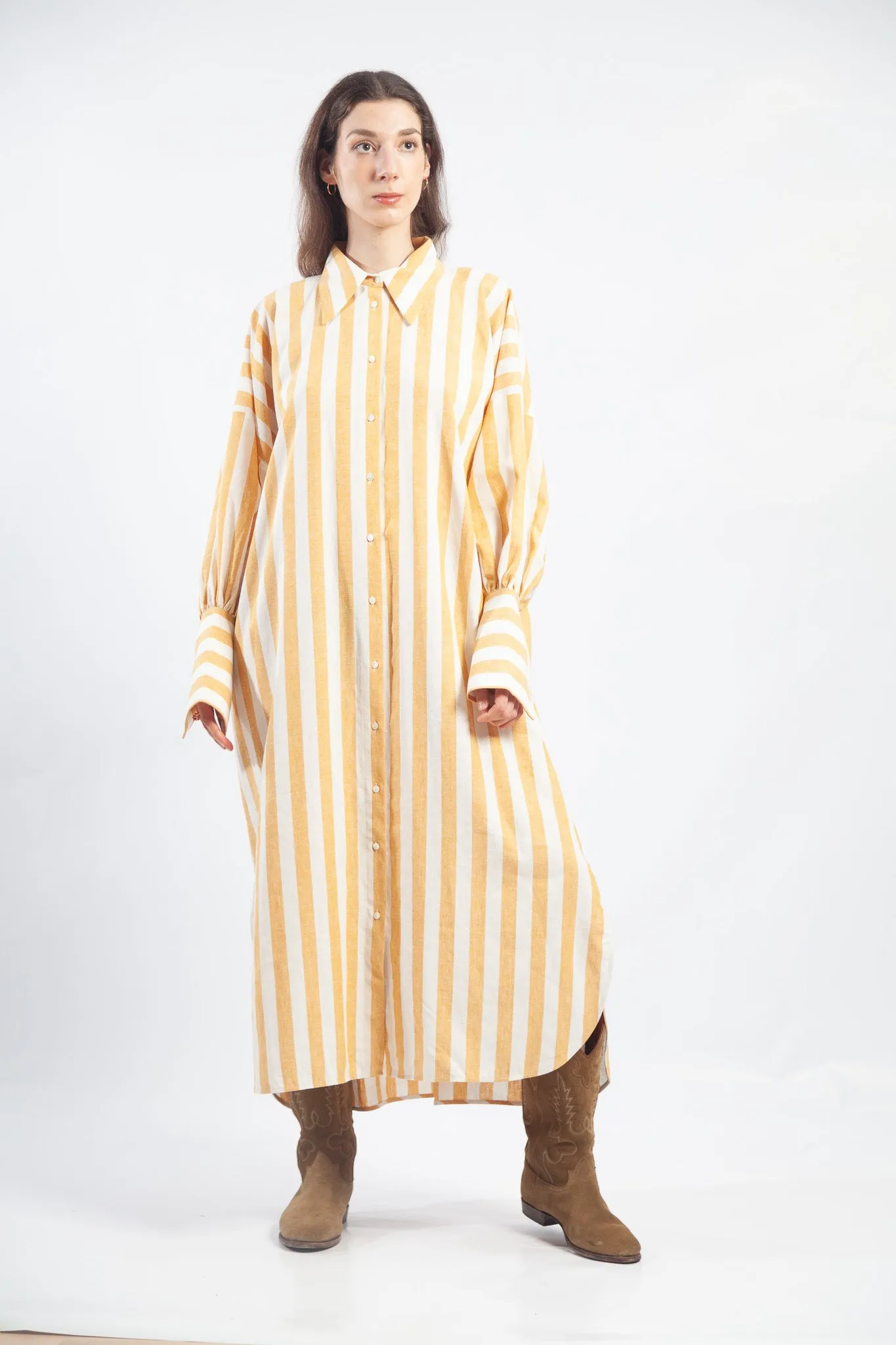 Maldive Ochre Oversize Shirt Dress - ByAdushka