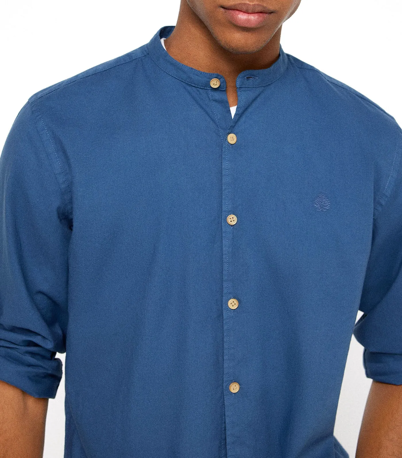 Mandarin Collar Shirt Blue