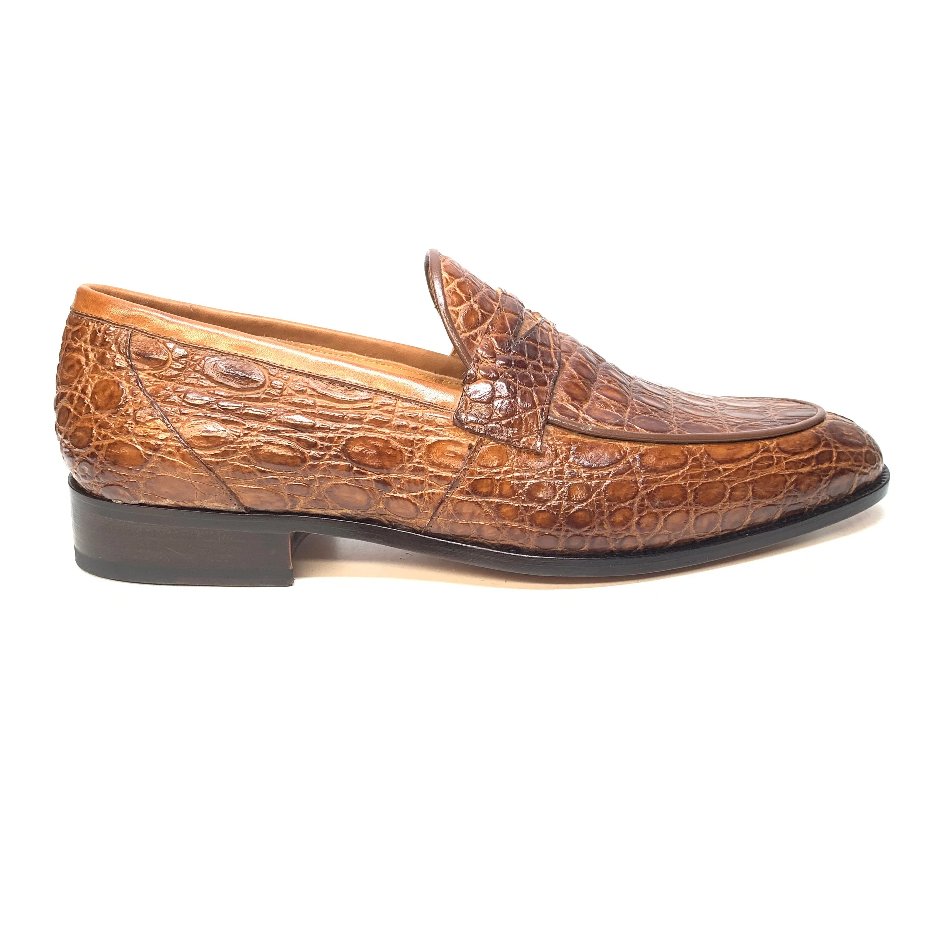 Mauri 4862 Brown Alligator Belly Penny Loafers