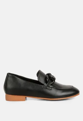 Merva Chunky Chain Leather Loafers