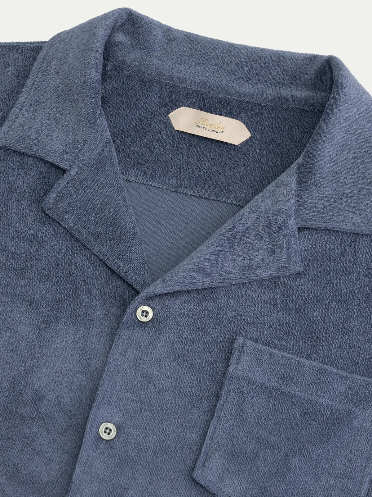 Mid Blue Terry Towelling Resort Shirt