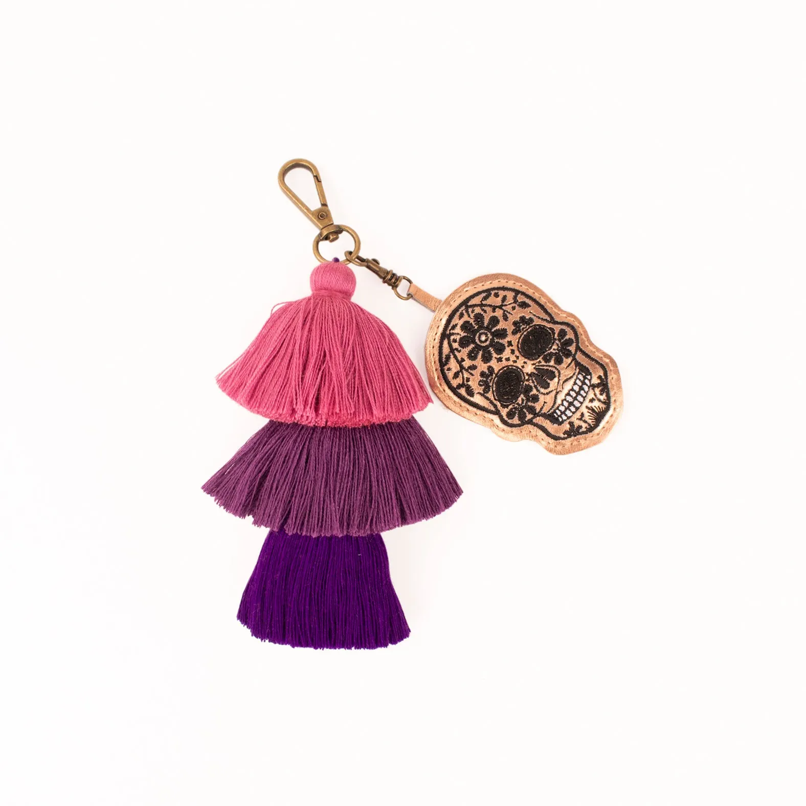 MK221670 - Skull Rose Gold & Purple Tassels [Leather Bag Accessory]