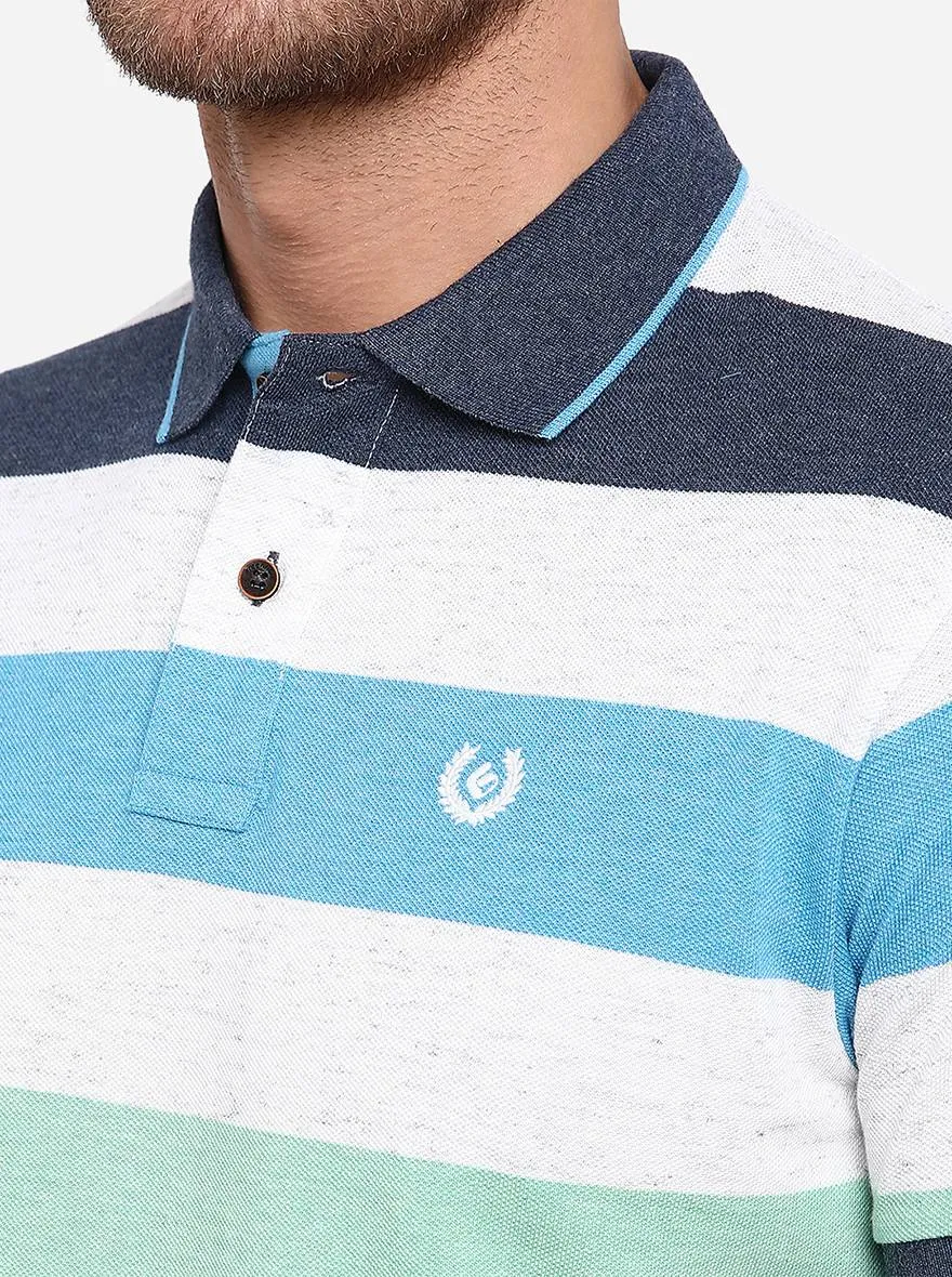 Multicolor Striped Slim Fit Polo T-Shirt | Greenfibre