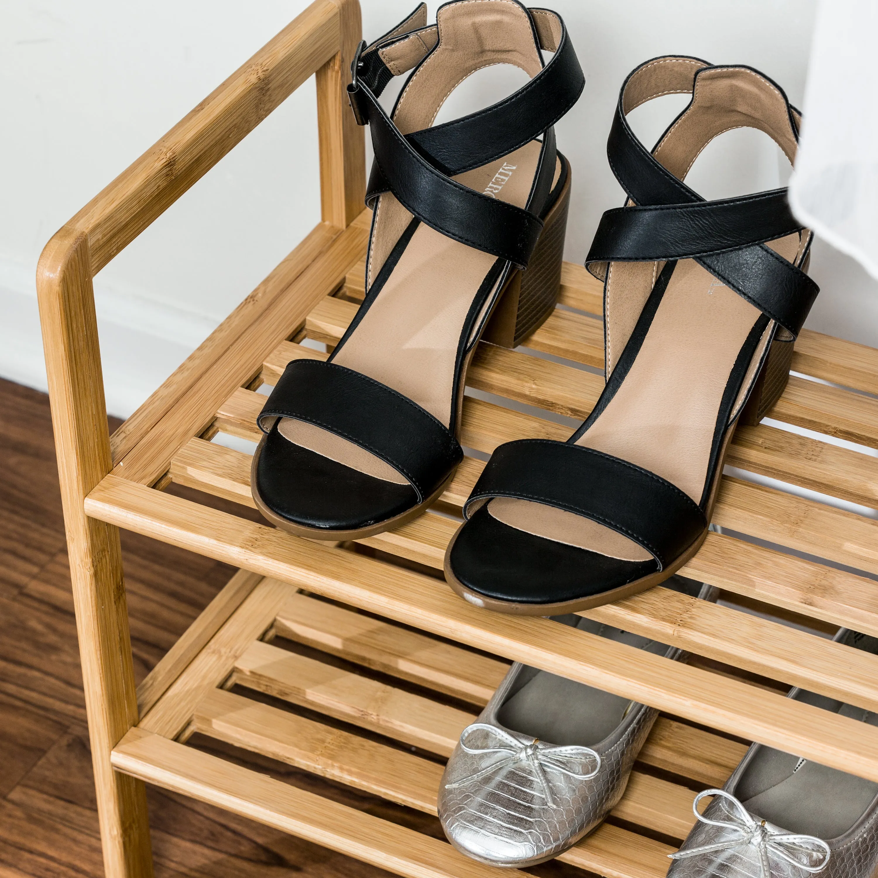 Natural Bamboo 2-Tier Shoe Rack