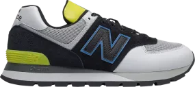 New Balance 574 Rugged 'Black Helium' Sneakers, Gray