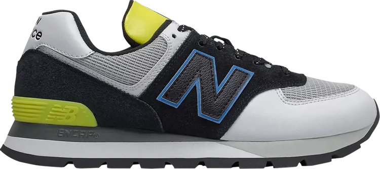 New Balance 574 Rugged 'Black Helium' Sneakers, Gray