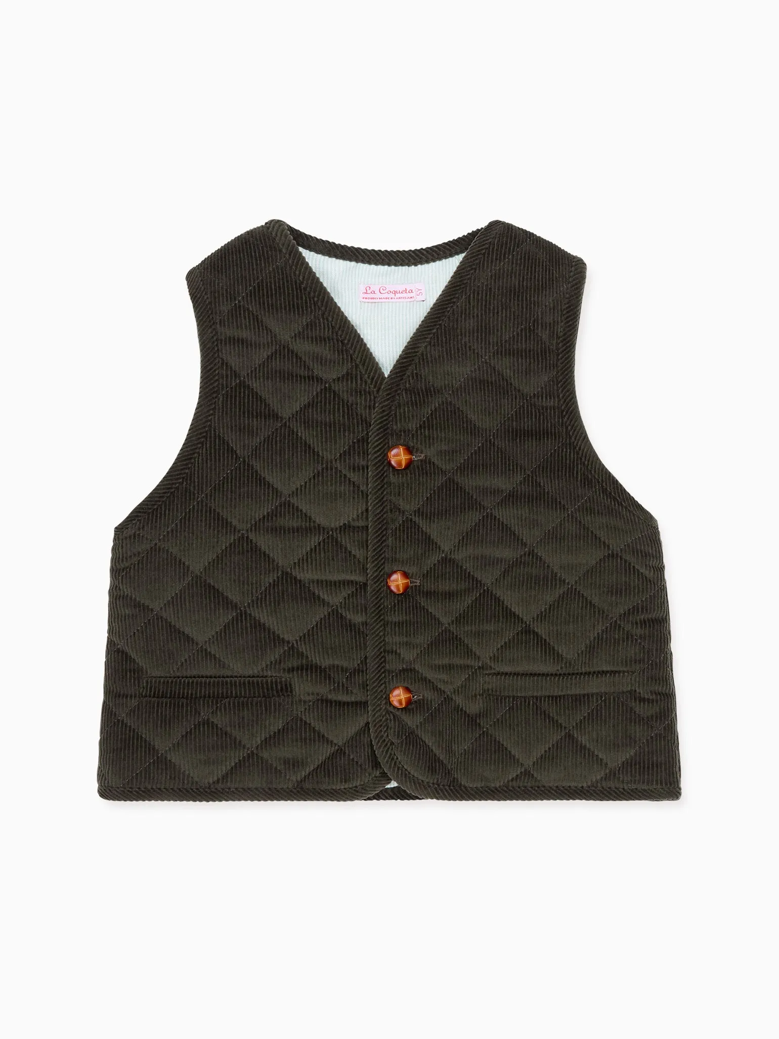 Olive Caza Kids Sleeveless Jacket