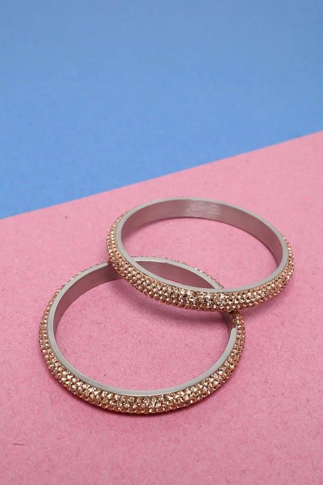 Pack Of 2 Pink Gem Fire Skinny Bangles